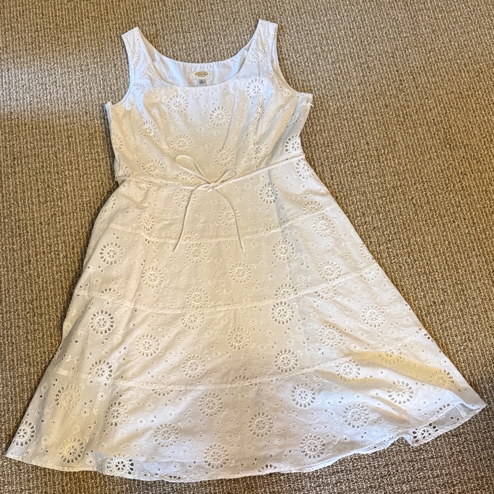 Elegant White Eyelet Dress
